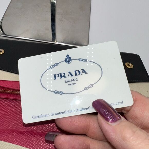 Prada Saffiano Pink and Cream Interior Long Wallet RARE - Picture 14 of 16